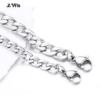 AWit Punk Size 2-7mm Mens Curb Cuban Link Chain Stainless Steel Necklace Women Silver Color Male Jewelry Gifts For Hiphop Boy