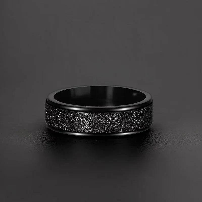 1Pcs New Trendy Frosted Stainless Steel Ring for Men Women Fashion Simple Black Color Exquisite Finger Rings Jewelry