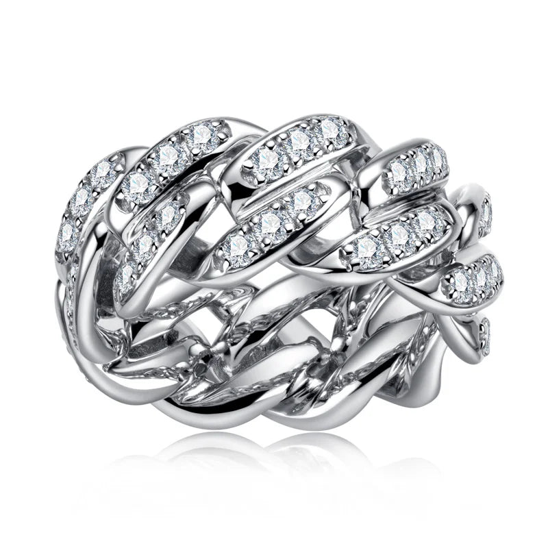 Iced Out Cuban Ring — 925 Silver