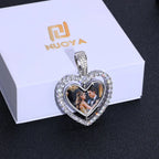 Iced Out Heart Photo Pendant Necklace