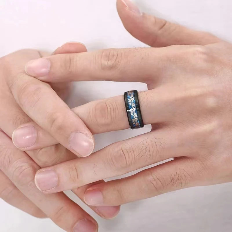 Luxury Stainless Steel Dragon Ring for Men And Women Blue Black Snake Design Fashion Jewelry for Pride Party Halloween Gifts