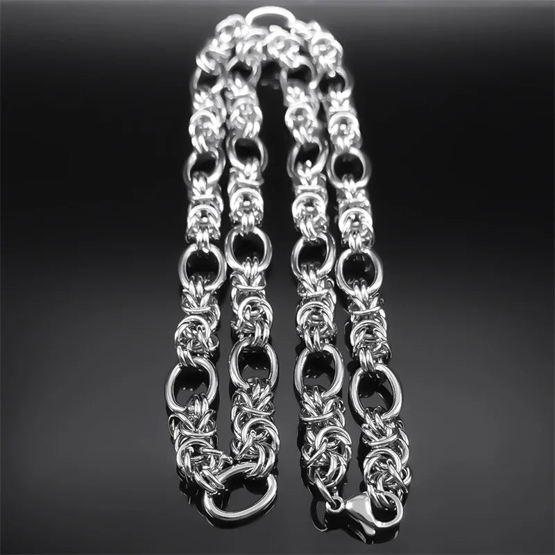 Woven Byzantine Chain Necklace — Stainless Steel
