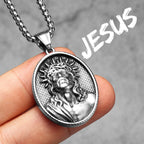 Cross Jesus Pendant Necklace — Stainless Steel