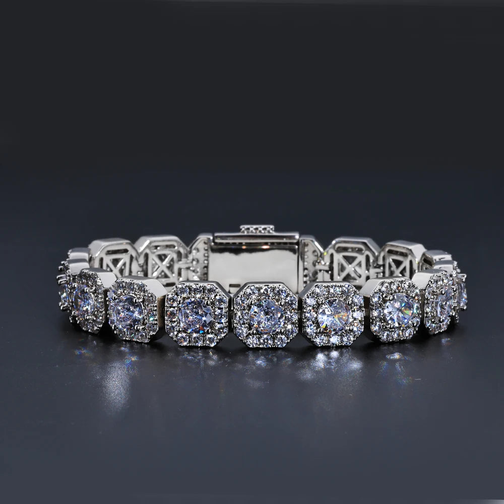 Valentine Day Cluster Tennis Bracelet Hip Hop Jewelry Sparkle 5A CZ Diamond 10/12mm Rock Sugar Tennis Bracelet Gift
