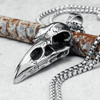 Crow Skull Pendants Men Necklace Stainless Steel War Damaged Gothic Skeleton Chain Rock Punk Party for Friend Male