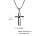 Vnox Men Cross Necklace, Stainless Steel Black Onyx Enamel Cross Pendant, 60cm Box Chain Religious Faith Jewelry Gift