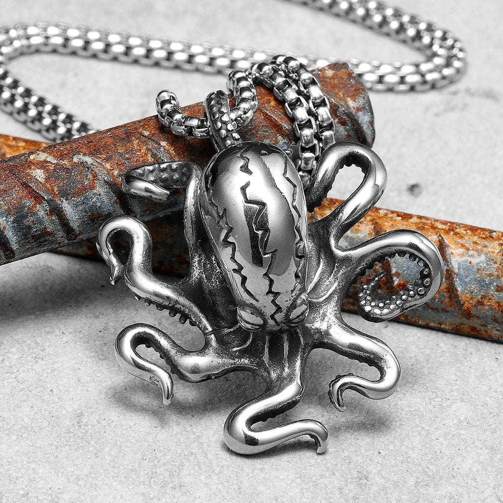 Octopus Tentacles Men Necklaces with Pendant Stainless Steel Jewelry for Male Women Punk Hip Hop Accessories Gifts