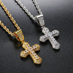 Cross Pendant Rope Chain Necklace Iced Out