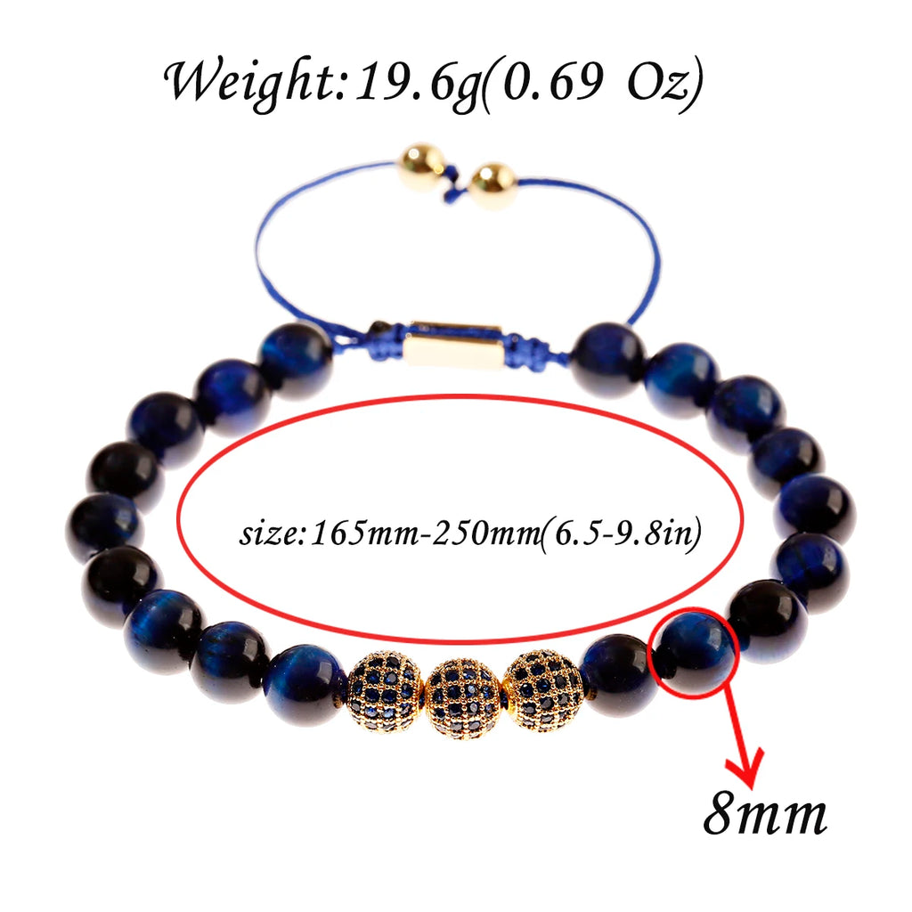 Luxury Micro Pave CZ 8mm Disco Charm Men Bracelet Classic Hematite Beaded Woven Bracelets Bileklik Women Jewelry