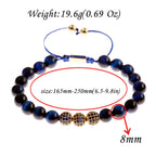 Luxury Micro Pave CZ 8mm Disco Charm Men Bracelet Classic Hematite Beaded Woven Bracelets Bileklik Women Jewelry