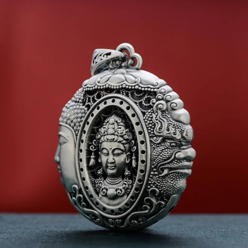 Buddhist Silver Pendant Necklace