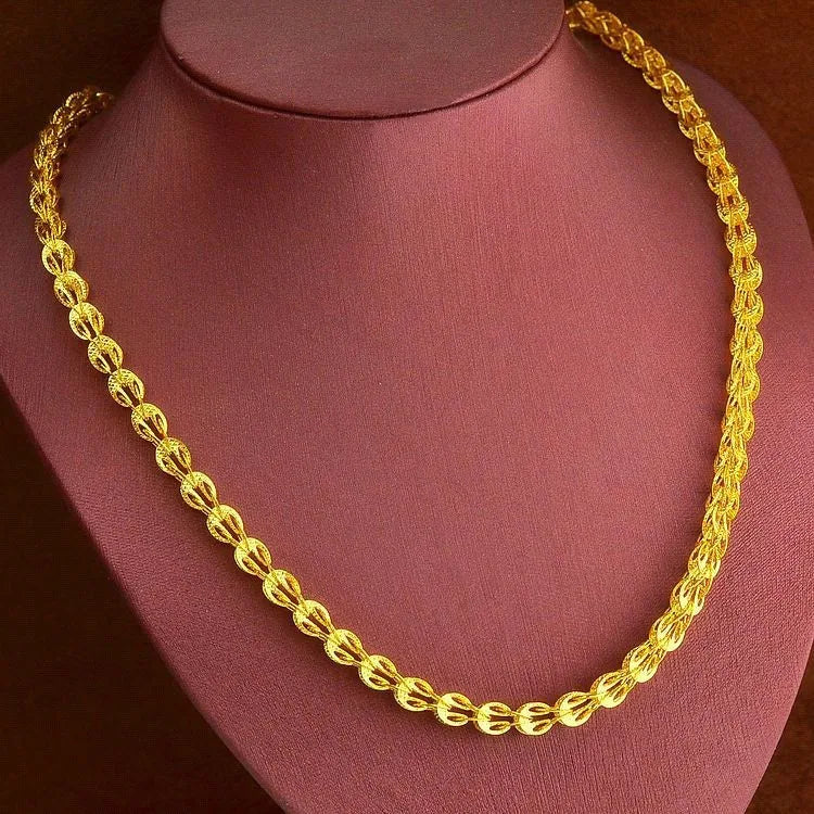 Women's 24K Gold AU999 Sweater Chain Phoenix Tail Necklace - Exquisite phoenix, heavy texture, value-preserving, for