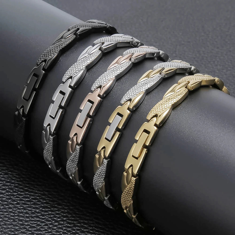 Cool Magnetic Therapy Bracelet for Man Women Waterproof Stainless Steel Snake Pattern Chain Bracelets Health Care Men's
