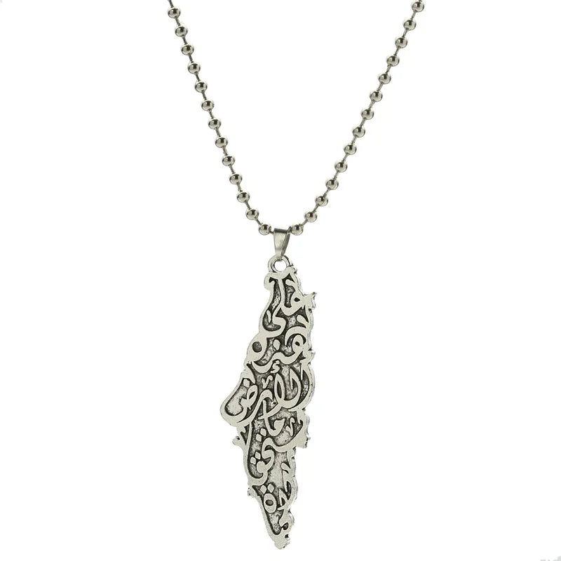 Palestine Map Pendant Necklace — Stainless Steel