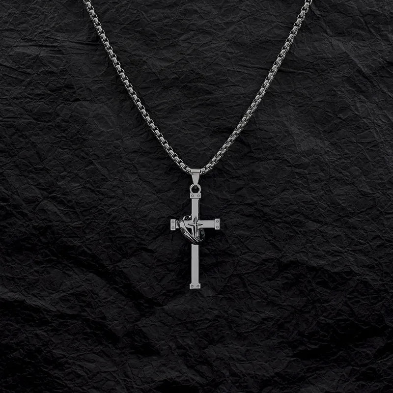 Cross Steel Pendant Japanese Korean Versatile