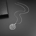 Nordic Rune Compass Necklace — Stainless Steel