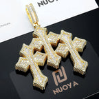 High Quality 3Inch Mens Hip Hop Cross Pendant New Release Iced out Triple Cross with Stone Charm Necklace Made Brass