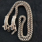 Chinese Dragon Head Pendant Necklace — Vintage Silver-Tone