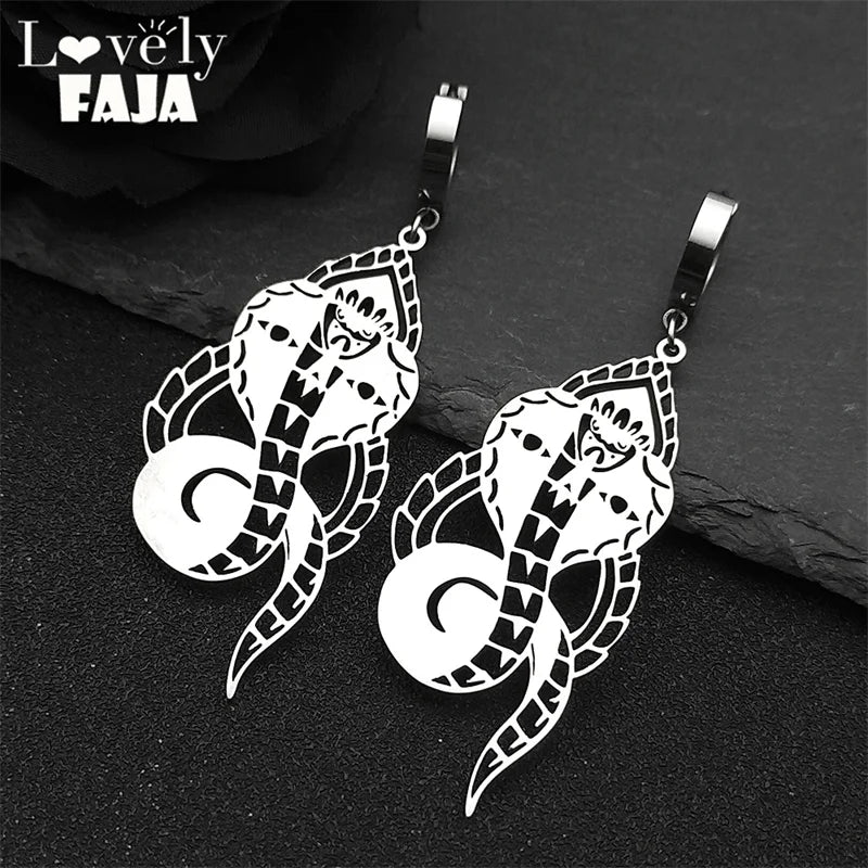 Snake Egyptian Steel Earrings Dark Cobra Gothic