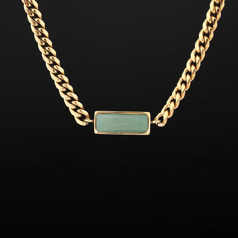 Gold Curb Cuban Chain Necklace — Stainless Steel