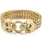 Massive Lion Skull Head Bracelet for Man Stainless Steel 18MM Wide Square Franco Chain Men's Bracelets Animal Wrist