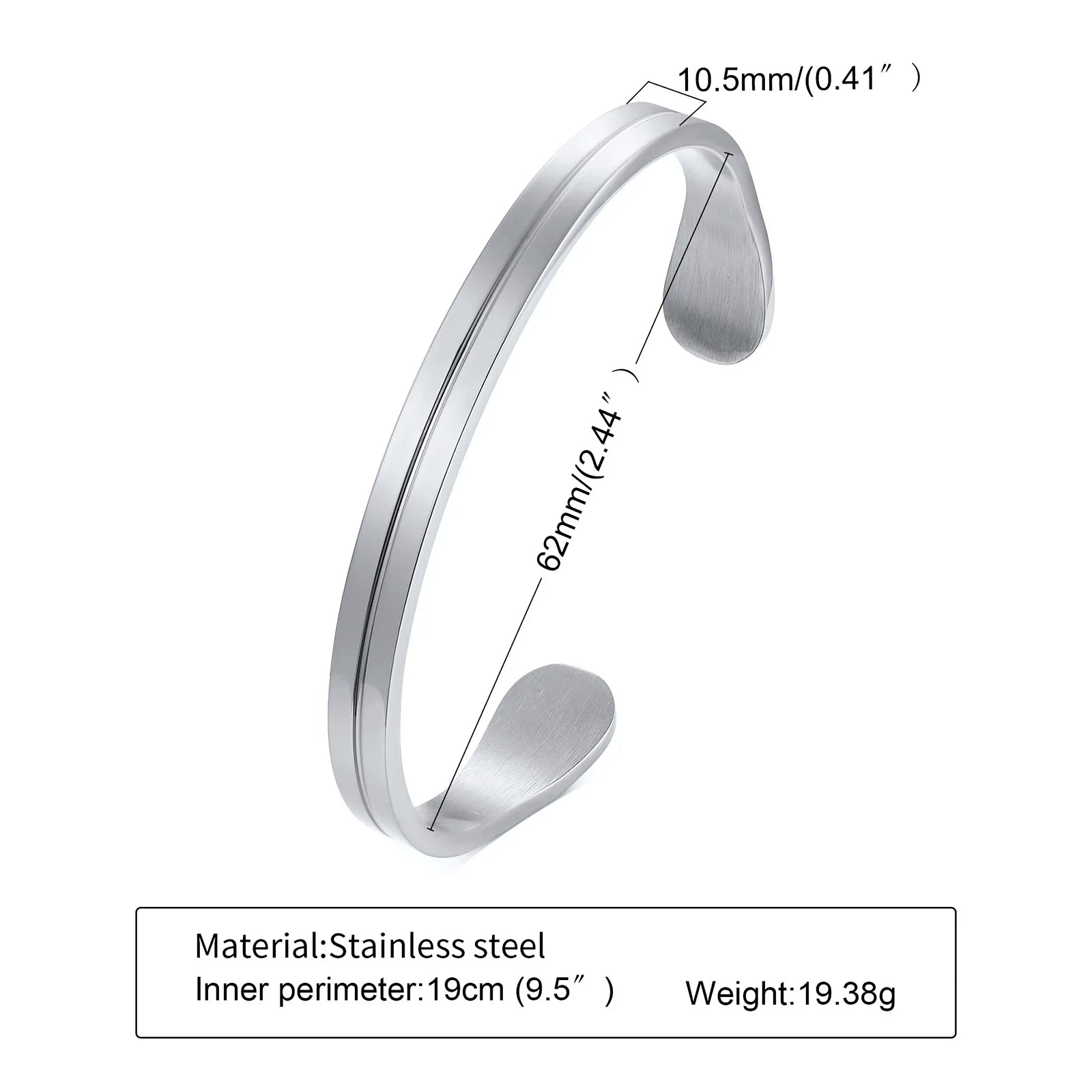 Silver Mobius Cuff Bangle Bracelet — Stainless Steel
