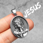 Cross Jesus Pendant Necklace — Stainless Steel