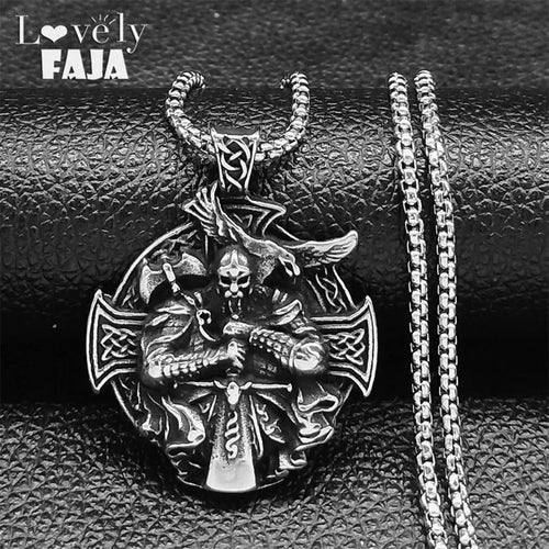 Cross Odin Steel Pendant Nordic Mythology Viking