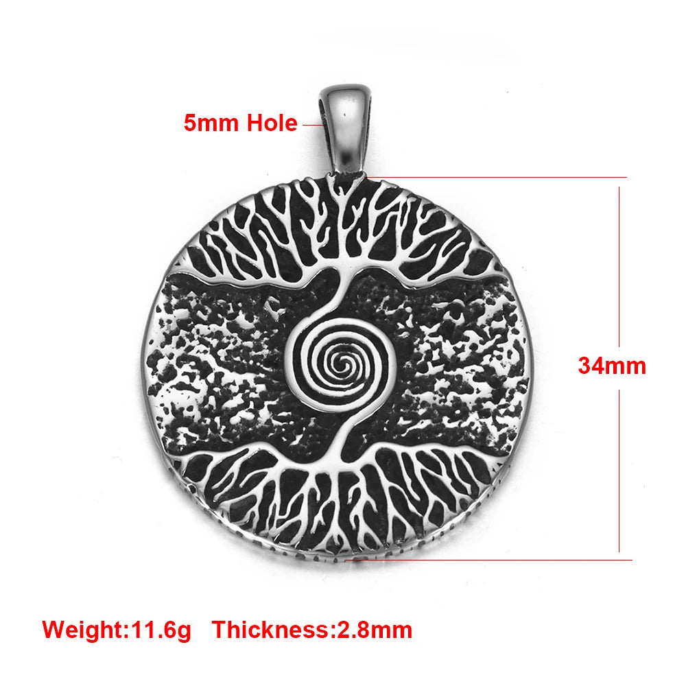 Norse Viking Rune Round Pendant Necklace — Stainless Steel