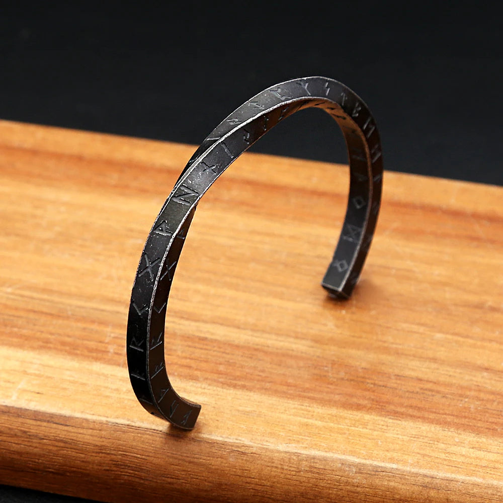 Viking Steel Bracelet 316L Mobius Runes Nordic