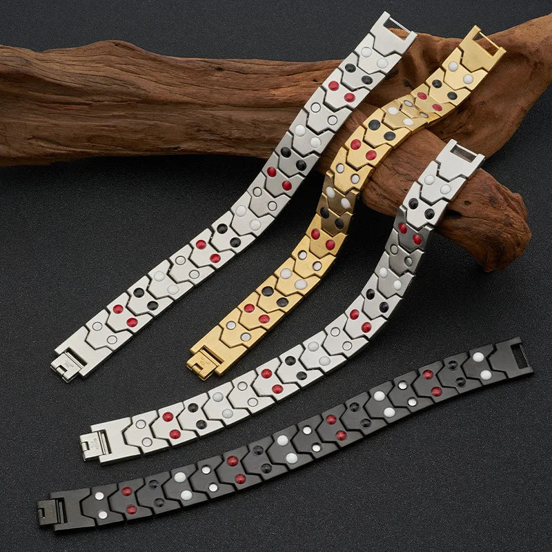 16MM Gold Color Stainless Steel Men's Magnetic Therapy Bracelets For Arthritis Pain Relief and Carpal Tunnel Bracelet