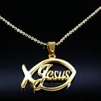 Stainless Steel Jesus Christ Male Necklaces Fish Christian Ichthys Fish Pendant Necklaces Jewelry Women or Men Collares