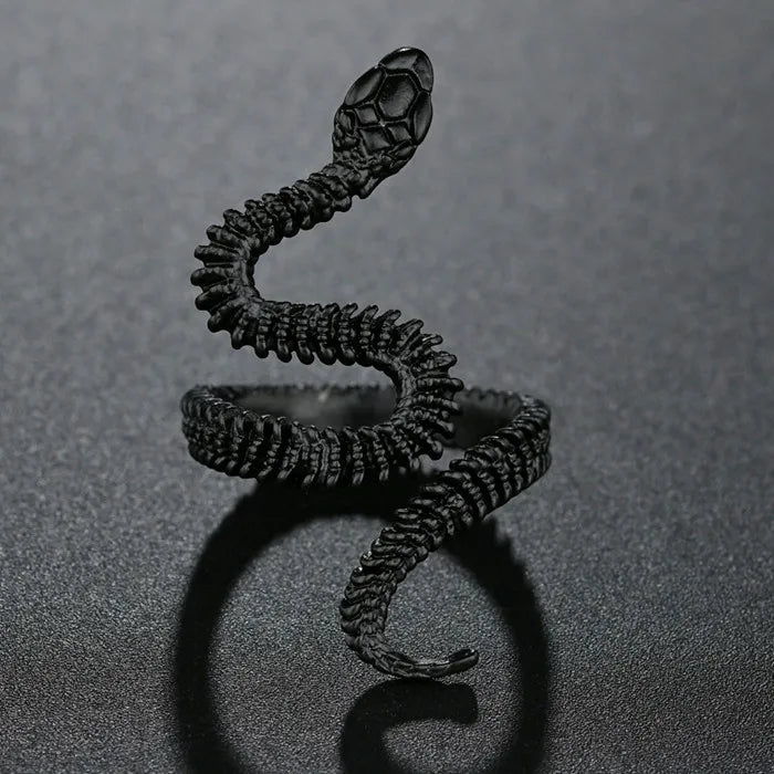 Vintage Goth Black Cross Open Ring for Men Women — Black-Tone