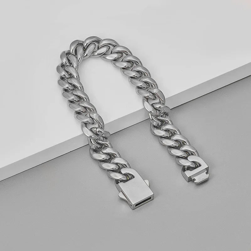 Width 9MM 316L Stainless Steel Encrypted Cuban Chain Bracelet For Men Fashion Hip Hop Party Accessories Boyfriend Gift