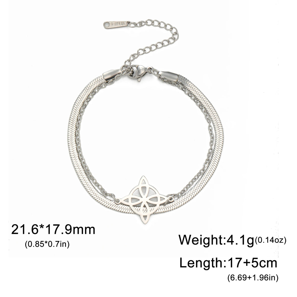 Lemegeton Charm Witch Celtic Knot Double Layer Bracelets Women Wicca Amulet Adjustable Chains Bracelet Stainless Steel