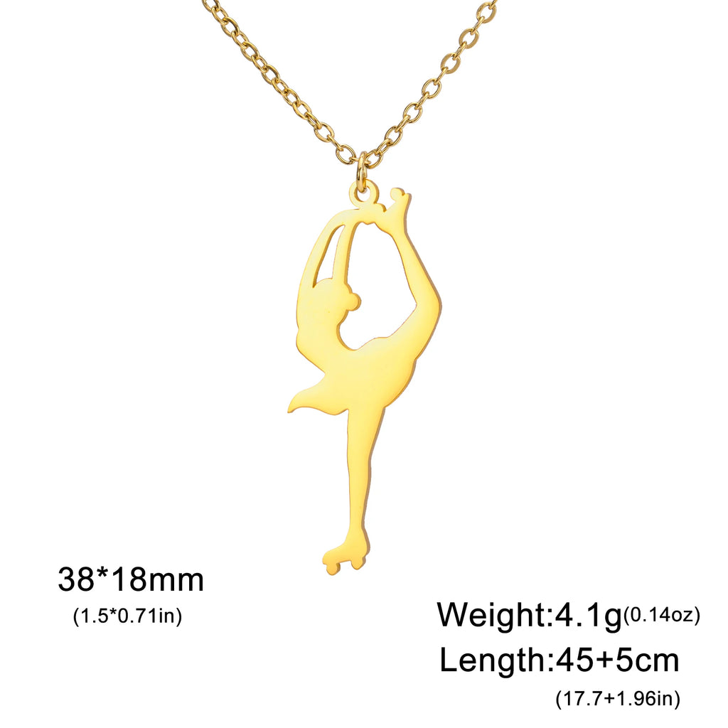 Ice Skater Charm Necklace — Stainless Steel