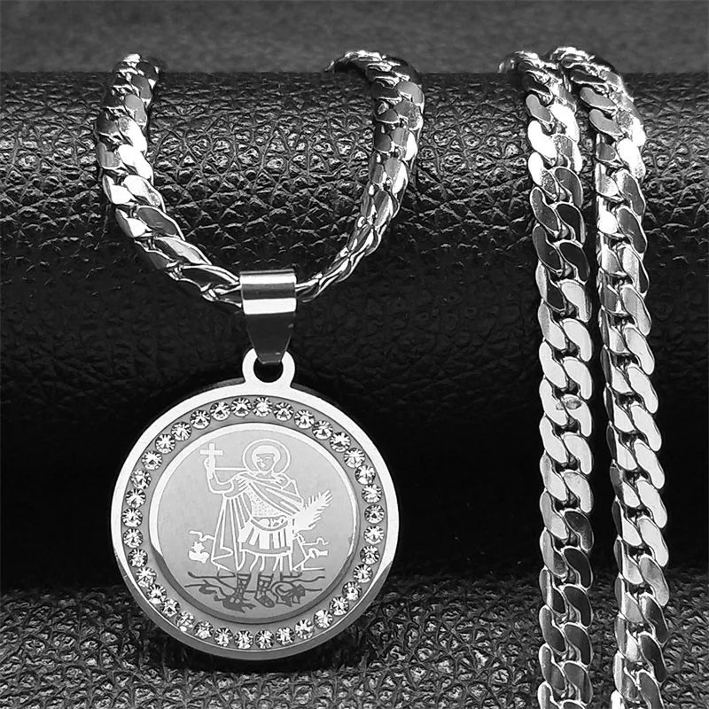 Crystal Lord's Prayer Cross Pendant — SS
