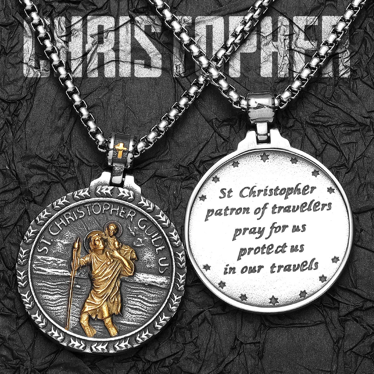 St. Christopher Pendant Necklace Stainless Steel