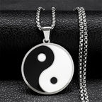 Yin Yang Statement Pendant Necklace — Stainless Steel