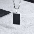Black Enamel Rectangle Rope Chain Pendant