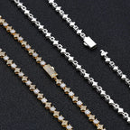 Star Tennis Chain Necklace Iced Out CZ