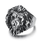Hip Hop Gold Color Lion Head Ring Stainless Steel Big Large Animal Lion Finger Rings For Men Boys Punk Rapper Jewelry