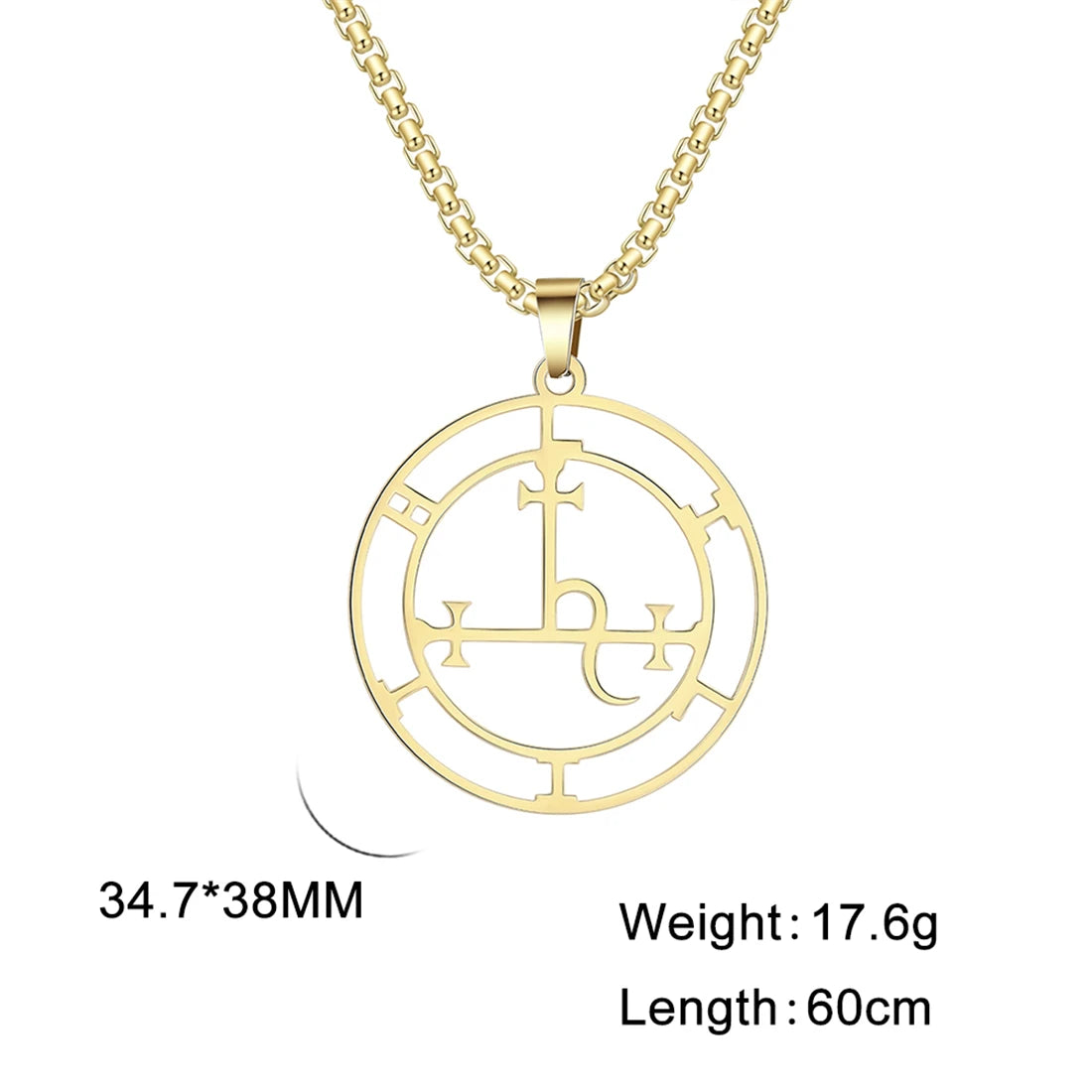 EUEAVAN Mythical Goddess Sigil of Lilith Necklaces Stainless Steel Demon Seal Marbas Pendant Necklace Solomon Amulet Jewelry