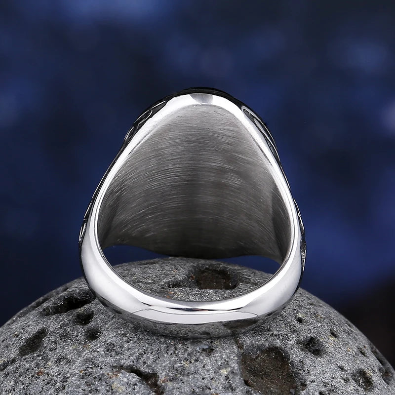 New Fashion Turkey Retro Ring Geometric Black Zircon Stone For Anniversary Party Wedding Men's Anels Totem Luxury Jewelry