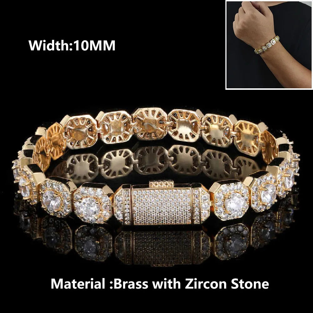 Iced Out Tennis Bracelet Stainless Steel 10/12MM