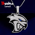 Bubble Letter Iced Out Oil Eagle Necklace Pendant for Men Real Gold Plated 5A Cubic Zirconia Hip Hop Jewelry