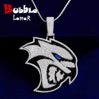 Bubble Letter Iced Out Oil Eagle Necklace Pendant for Men Real Gold Plated 5A Cubic Zirconia Hip Hop Jewelry