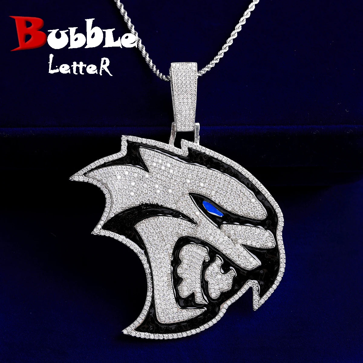 Bubble Letter Iced Out Oil Eagle Necklace Pendant for Men Real Gold Plated 5A Cubic Zirconia Hip Hop Jewelry