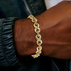 Gold Iced Out Bracelet Statement 8-Inch
