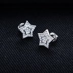 Iced Out Star Stud Earrings — 925 Silver